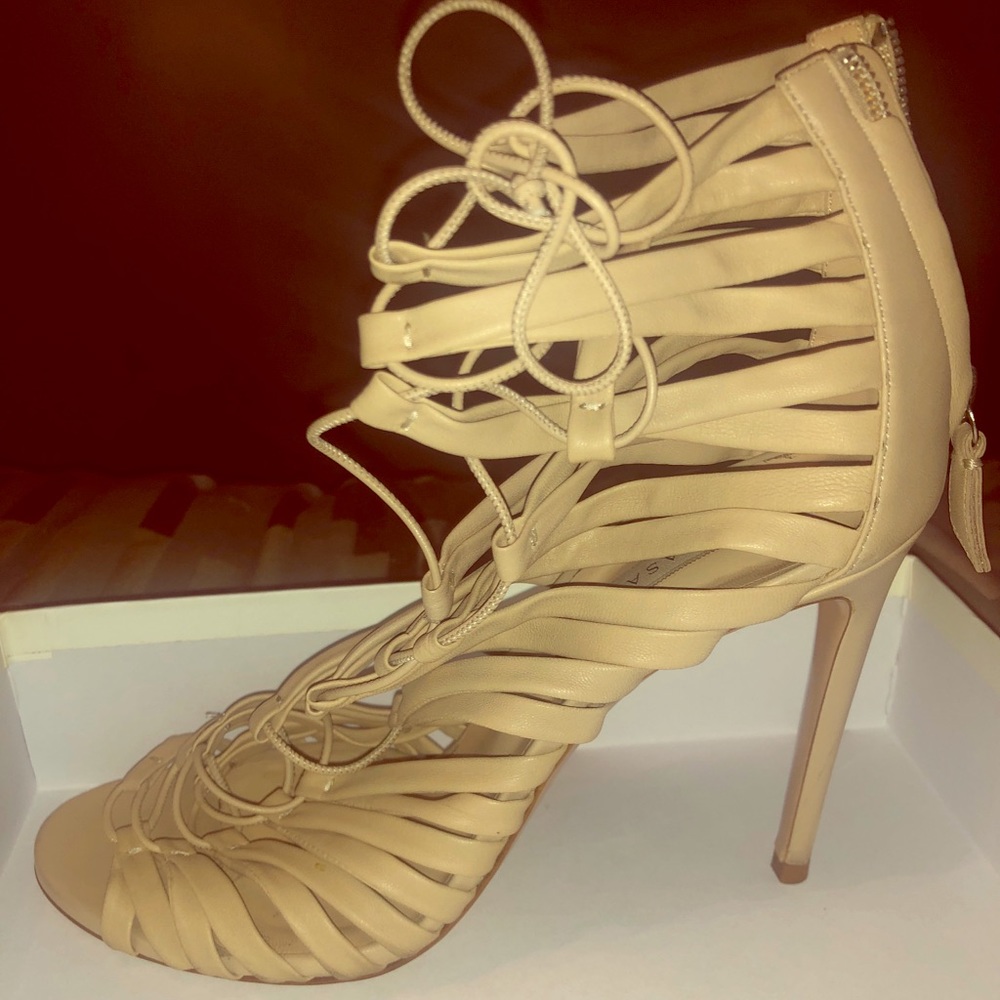 Nude Casadei Leather Lace Up Sandal Size 8.5